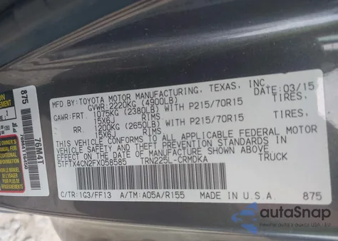 2015 Toyota Tacoma Access Cab from USA, damaged, VIN 5TFTX4CN2FX058585